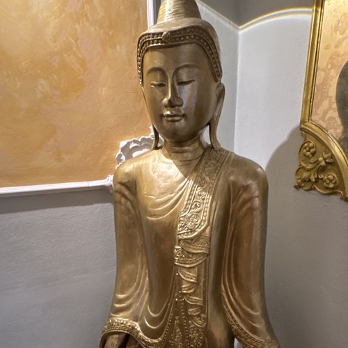 Goldfarbene buddha statue - goldfarbene, buddha-statue