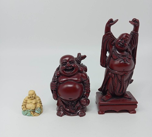 Happy buddha figuren set - 3x,